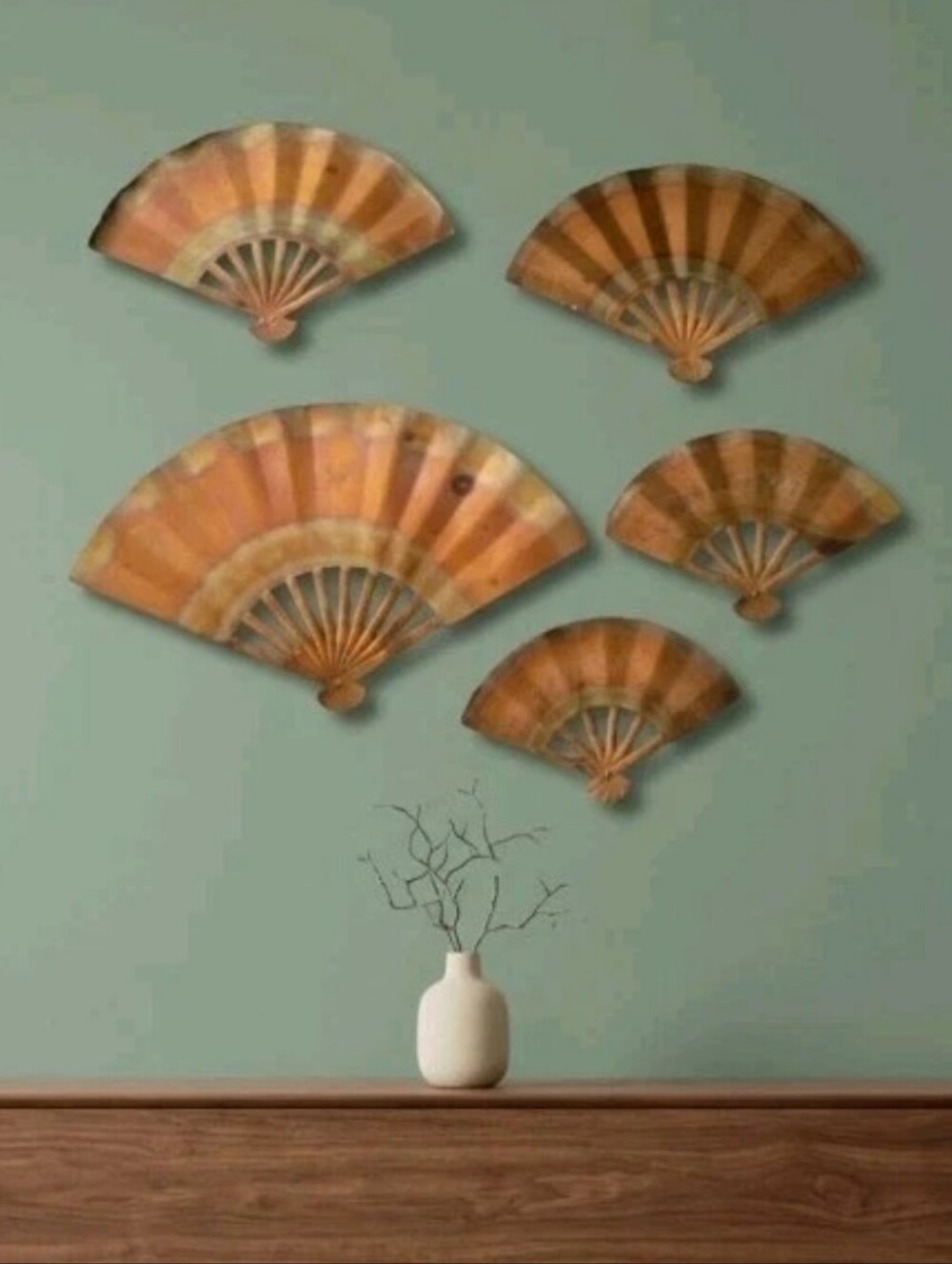 Vintage 80s Brass Copper Wall Fans Hamging Art Home Interiors Set 5 80s 90s Retr